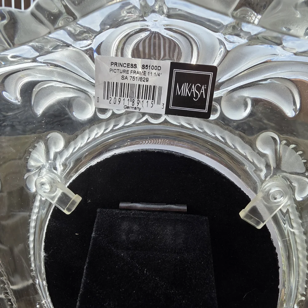 Vtg Mikasa Princess Ornate Clear Glass Picture Frame With Original Box!